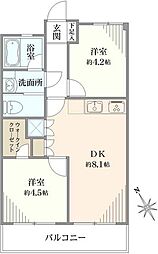 サンハイム立川 2LDKの間取り
