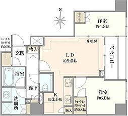 ザ・パークハウス三鷹レジデンス 2LDKの間取図画像