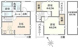 佐須町五丁目　戸建 2DKの間取り