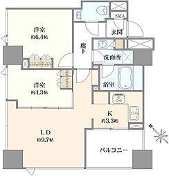 シティタワー池袋ウエストゲート 2LDKの間取図画像