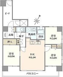 サンヴェール伊勢佐木町 3LDKの間取図画像