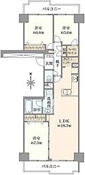 ニューシティ東戸塚パークヒルズH棟 3LDKの間取図画像