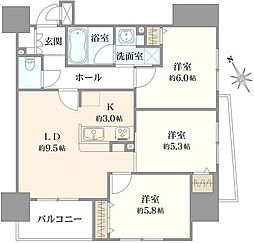 レクシオ川崎桜川公園 3LDKの間取図画像
