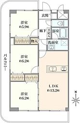 グリーンパーク川崎 3LDKの間取図画像