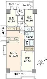 ライオンズマンションかしわ台 3LDKの間取図画像