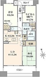 ベリスタ衣笠駅前弐番館 2SLDKの間取図画像