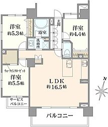 クレストフォルム横浜片倉町 3LDKの間取図画像