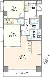 レクセル新子安 2LDKの間取図画像