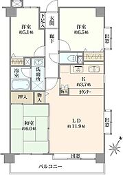 コスモつきみ野 3LDKの間取図画像
