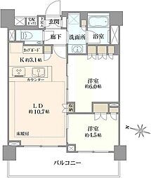 クレヴィアたまプラーザ 2LDKの間取図画像