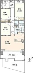ドレッセ美しの森シルフィーノウエスト・ウィング 3LDKの間取図画像