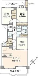 アルスあざみ野 3LDKの間取図画像