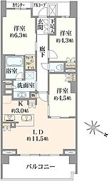 ドレッセWISEたまプラーザコートB 3LDKの間取図画像