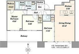 シティタワー武蔵小杉 3LDKの間取図画像