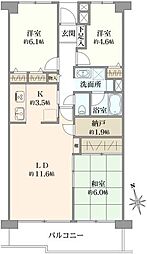 コープ野村府中武蔵野台3号棟 3SLDKの間取図画像