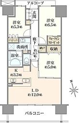 エアヒルズ藤沢 3SLDKの間取図画像