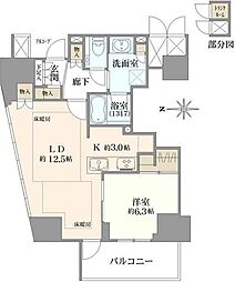 ジオタワー新町 1LDKの間取図画像