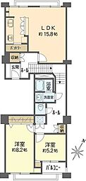 中津リバーサイドコーポA棟 2LDKの間取図画像