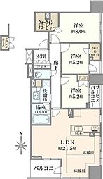 クレヴィアタワー御堂筋本町 3LDKの間取図画像