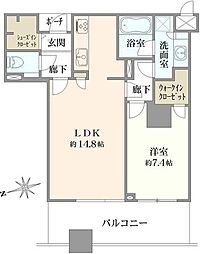 タワーザ上町台 1LDKの間取図画像