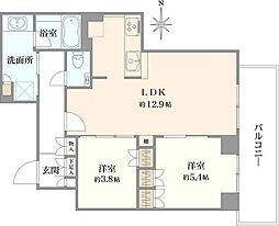 ブランズタワー梅田ノース 2LDKの間取図画像