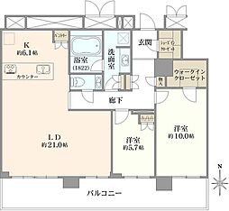 北浜ミッドタワー 2LDKの間取図画像