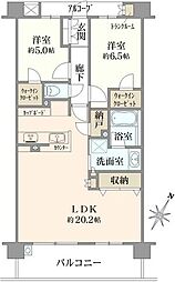 プラウド枚方 2LDKの間取図画像