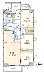 リビオライズID大手前西 3LDKの間取図画像