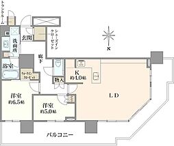 プラウドタワー名古屋錦 2LDKの間取図画像