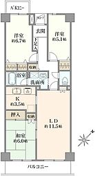 新狭山住宅B棟 3LDKの間取図画像