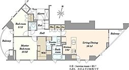 乃木坂パークハウス 2LDKの間取図画像