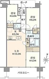 プラウド世田谷千歳台 3SLDKの間取図画像