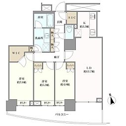 ザ・パークタワー東京サウス 3LDKの間取図画像