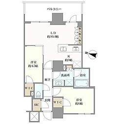 リーフィアタワー海老名ブリスコート 2LDKの間取図画像