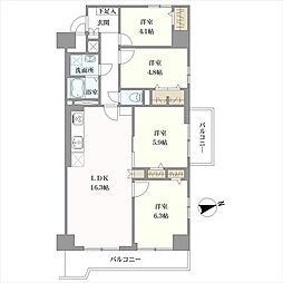 南浦和パークハイツ 4LDKの間取図画像