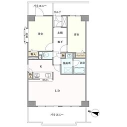 高槻グランドハイツ 2LDKの間取図画像