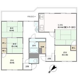 魚住コーポ 4LDKの間取り