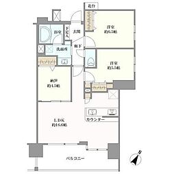 セレッソコート芦屋竹園 2SLDKの間取図画像