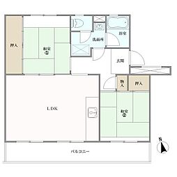 美室団地1棟 2LDKの間取図画像