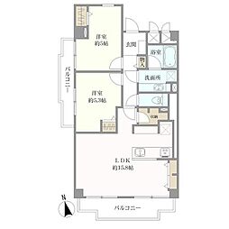 マンションニュー東品川 2LDKの間取図画像