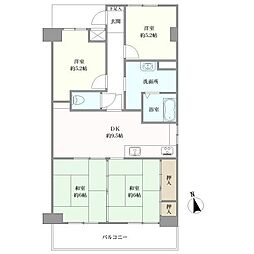 サンライズ東雲B棟 4DKの間取図画像