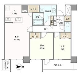 シエリアタワー大阪堀江 2LDKの間取図画像