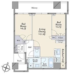 ブランズ四番町 2LDKの間取図画像