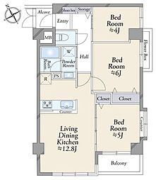 ルーバンハイツ武蔵野 3LDKの間取図画像