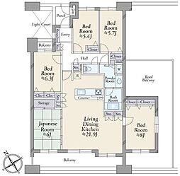 エステ・ガーデンセンター北サウススクエア 5LDKの間取図画像