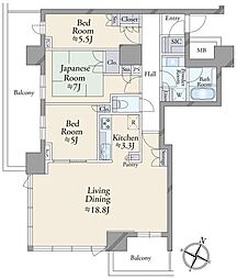 リーフィアタワー海老名アクロスコート 3LDKの間取図画像