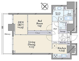 ザ・クレストタワー 1SLDKの間取図画像