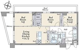 パーク・ハイム芦屋松ノ内町 3LDKの間取図画像