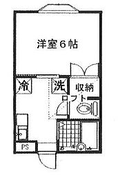 コーポ草苗3 1Kの間取図画像
