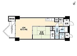 リッチライフ有馬2号館 1LDKの間取り